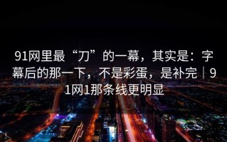 91网里最“刀”的一幕，其实是：字幕后的那一下，不是彩蛋，是补完｜91网1那条线更明显