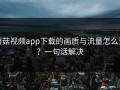蘑菇视频app下载的画质与流量怎么调？一句话解决