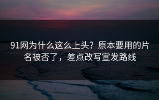91网为什么这么上头？原本要用的片名被否了，差点改写宣发路线