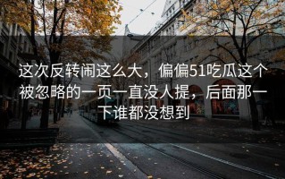这次反转闹这么大，偏偏51吃瓜这个被忽略的一页一直没人提，后面那一下谁都没想到
