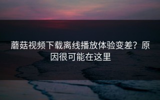 蘑菇视频下载离线播放体验变差？原因很可能在这里