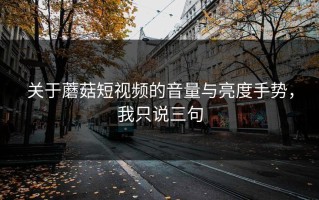 关于蘑菇短视频的音量与亮度手势，我只说三句