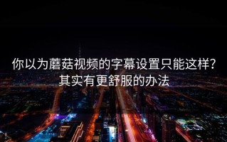 你以为蘑菇视频的字幕设置只能这样？其实有更舒服的办法