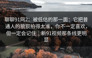 聊聊91网2：被低估的那一面：它把普通人的狼狈拍得太准，你不一定喜欢，但一定会记住｜新91视频那条线更明显