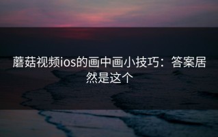 蘑菇视频ios的画中画小技巧：答案居然是这个