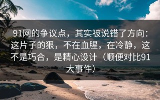 91网的争议点，其实被说错了方向：这片子的狠，不在血腥，在冷静，这不是巧合，是精心设计（顺便对比91大事件）