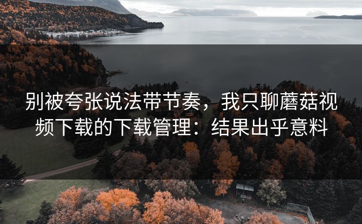 别被夸张说法带节奏，我只聊蘑菇视频下载的下载管理：结果出乎意料-第1张图片-蘑菇视频 - 海量短视频影视资源聚合