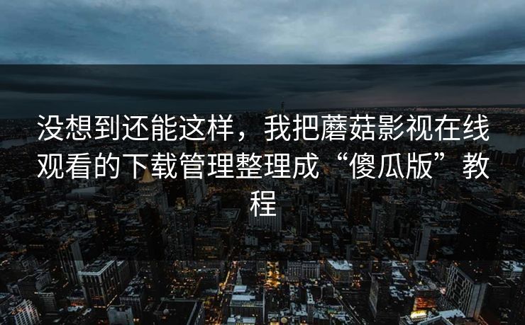 没想到还能这样，我把蘑菇影视在线观看的下载管理整理成“傻瓜版”教程-第1张图片-蘑菇视频 - 海量短视频影视资源聚合