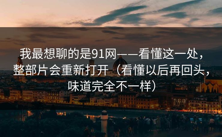 我最想聊的是91网——看懂这一处，整部片会重新打开（看懂以后再回头，味道完全不一样）