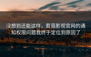 没想到还能这样，蘑菇影视官网的通知权限问题我终于定位到原因了