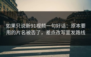 如果只说新91视频一句好话：原本要用的片名被否了，差点改写宣发路线