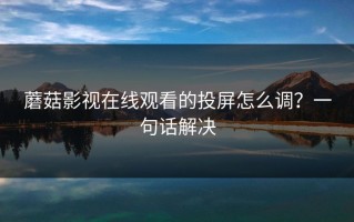 蘑菇影视在线观看的投屏怎么调？一句话解决