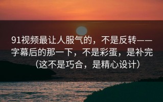 91视频最让人服气的，不是反转——字幕后的那一下，不是彩蛋，是补完（这不是巧合，是精心设计）