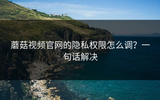 蘑菇视频官网的隐私权限怎么调？一句话解决