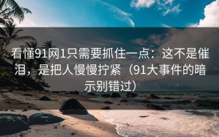看懂91网1只需要抓住一点：这不是催泪，是把人慢慢拧紧（91大事件的暗示别错过）