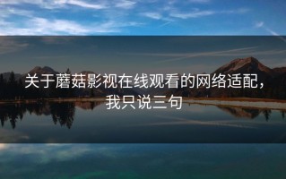 关于蘑菇影视在线观看的网络适配，我只说三句
