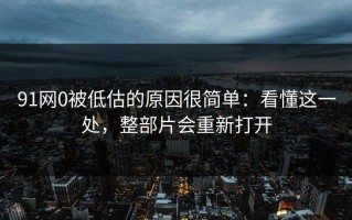 91网0被低估的原因很简单：看懂这一处，整部片会重新打开