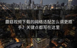 蘑菇视频下载的网络适配怎么调更顺手？关键点都写在这里