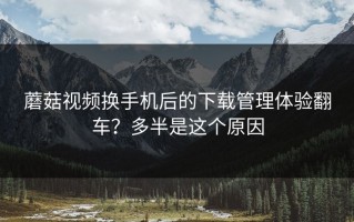 蘑菇视频换手机后的下载管理体验翻车？多半是这个原因
