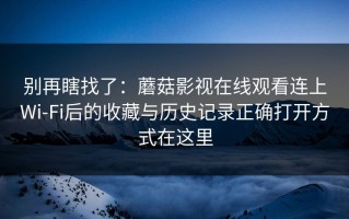 别再瞎找了：蘑菇影视在线观看连上Wi‑Fi后的收藏与历史记录正确打开方式在这里