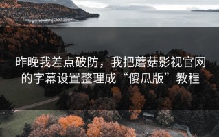 昨晚我差点破防，我把蘑菇影视官网的字幕设置整理成“傻瓜版”教程