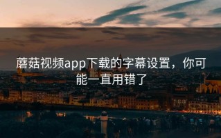 蘑菇视频app下载的字幕设置，你可能一直用错了