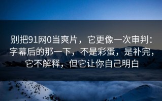 别把91网0当爽片，它更像一次审判：字幕后的那一下，不是彩蛋，是补完，它不解释，但它让你自己明白