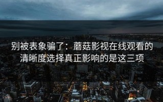 别被表象骗了：蘑菇影视在线观看的清晰度选择真正影响的是这三项
