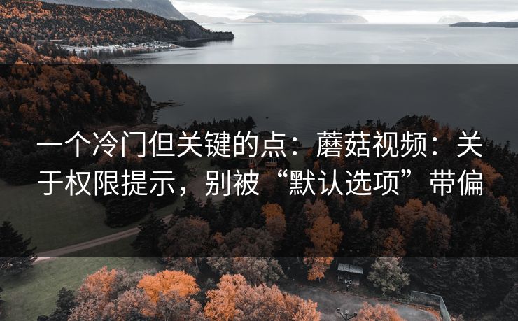 一个冷门但关键的点：蘑菇视频：关于权限提示，别被“默认选项”带偏-第1张图片-蘑菇视频 - 海量短视频影视资源聚合