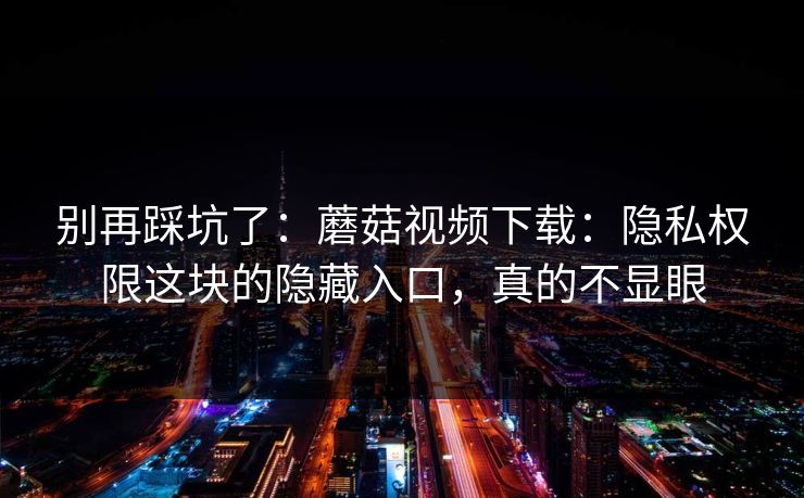 别再踩坑了：蘑菇视频下载：隐私权限这块的隐藏入口，真的不显眼