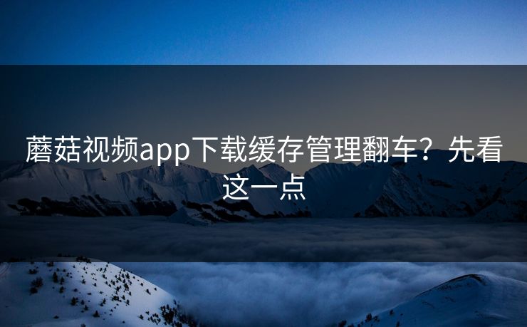 蘑菇视频app下载缓存管理翻车？先看这一点