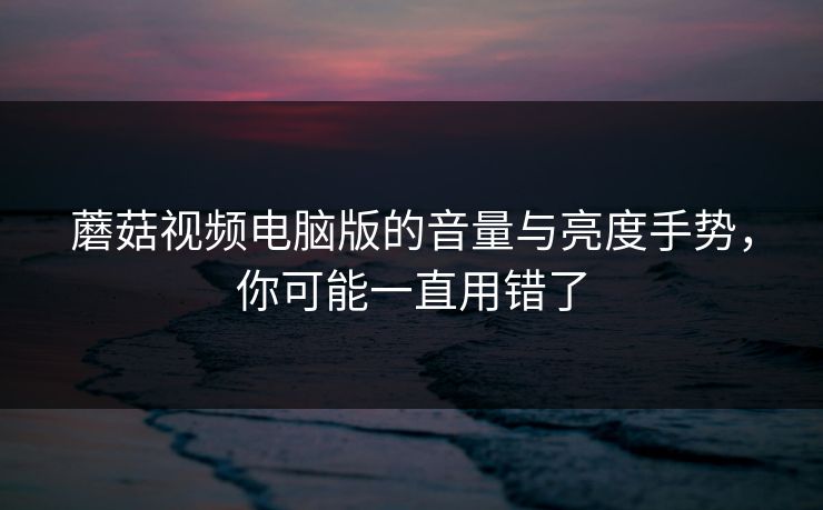 蘑菇视频电脑版的音量与亮度手势，你可能一直用错了