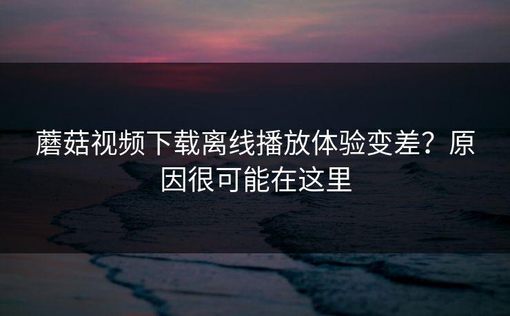 蘑菇视频下载离线播放体验变差？原因很可能在这里
