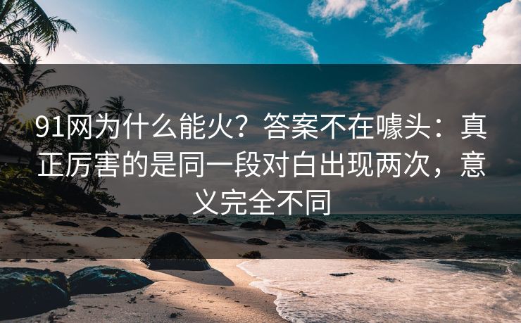 91网为什么能火？答案不在噱头：真正厉害的是同一段对白出现两次，意义完全不同