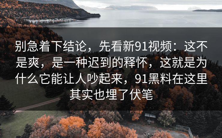 别急着下结论，先看新91视频：这不是爽，是一种迟到的释怀，这就是为什么它能让人吵起来，91黑料在这里其实也埋了伏笔-第1张图片-蘑菇视频 - 海量短视频影视资源聚合
